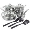 Gibson Home Ancona 12 Piece Stainless Steel Belly Shaped Cookware Set with Kitchen Tools - Image 2