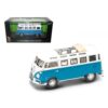 1962 Volkswagen Microbus Van Bus Blue With Open Roof 1/43 Diecast Car by Road Signature - Image 2