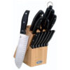 Oster Granger 14 Piece Stainless Steel Cutlery Set with Black Handles and Wooden Block - Image 2