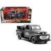 1948 Ford F-1 Pickup Truck and 1942 Harley-Davidson WLA Flathead Motorcycle Matt Dark Gray "Harley-Davidson Custom" 1/24 Diecast Models by Maisto - Image 3